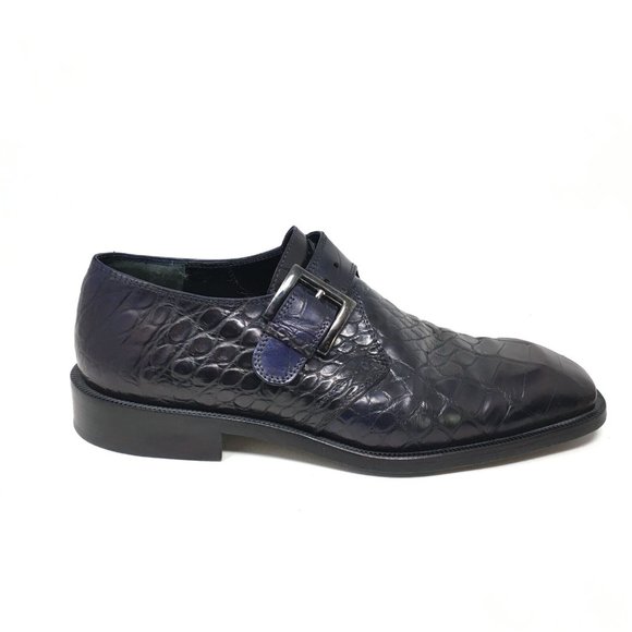 Men\'s Maxima for Wendel\'s Monk Strap Loafers Shoes Size 9.5 Blue Full Alligator main image 7
